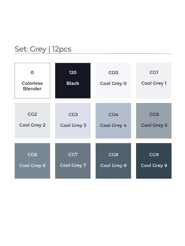 Marker 12pcs Set Grey-2