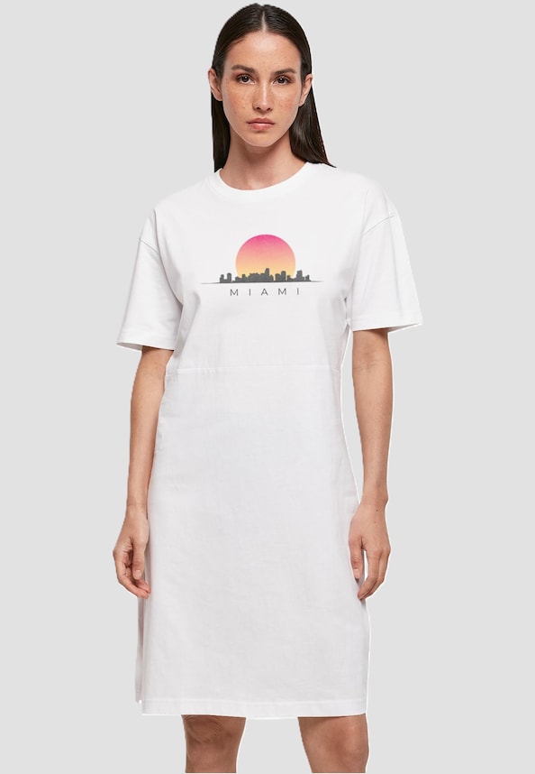 Ladies Miami  Organic Oversized Slit Tee Dress-0