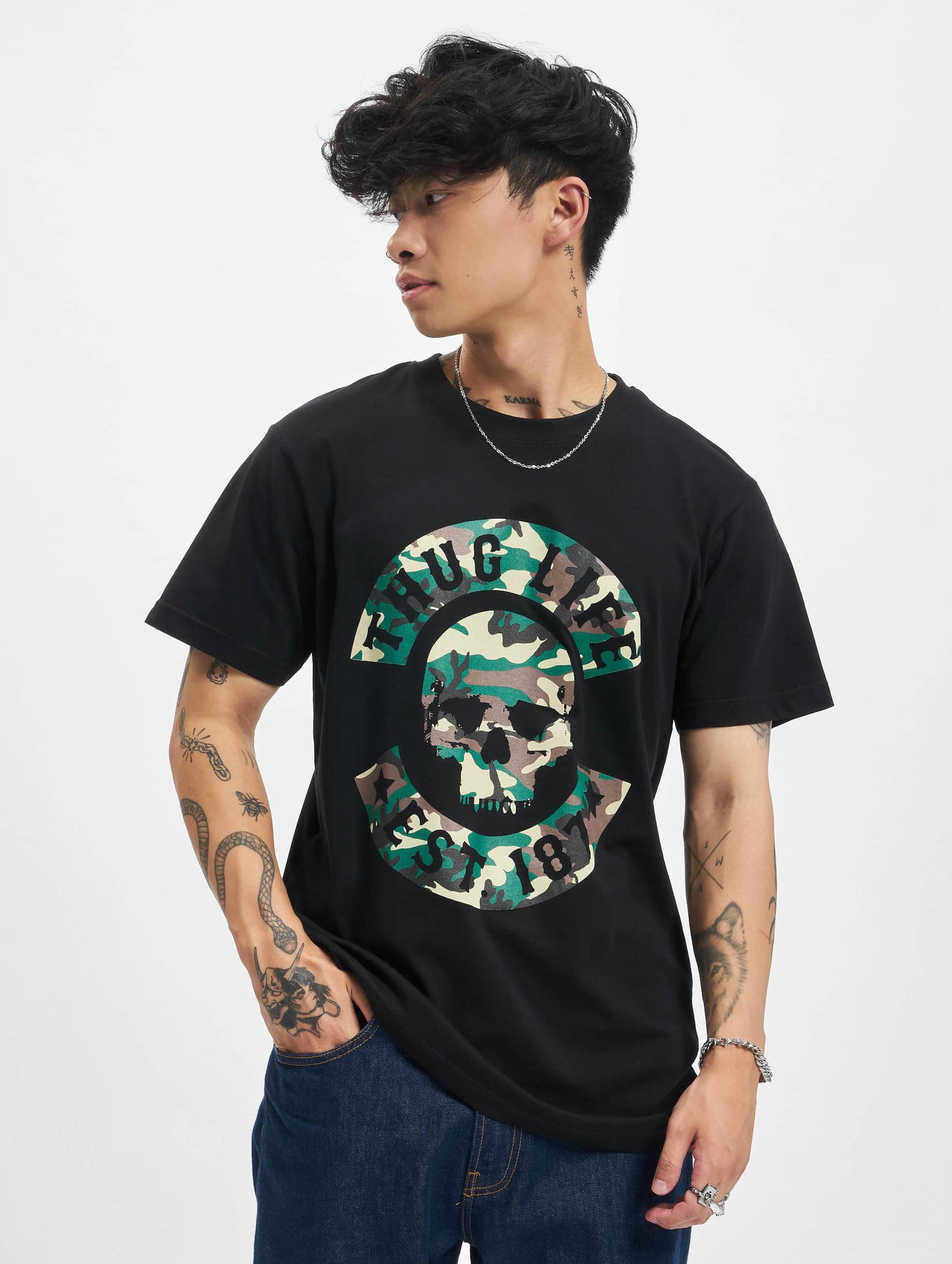 Thug Life B.Skull Camo T-Shirt Mannen op kleur zwart, Maat XL