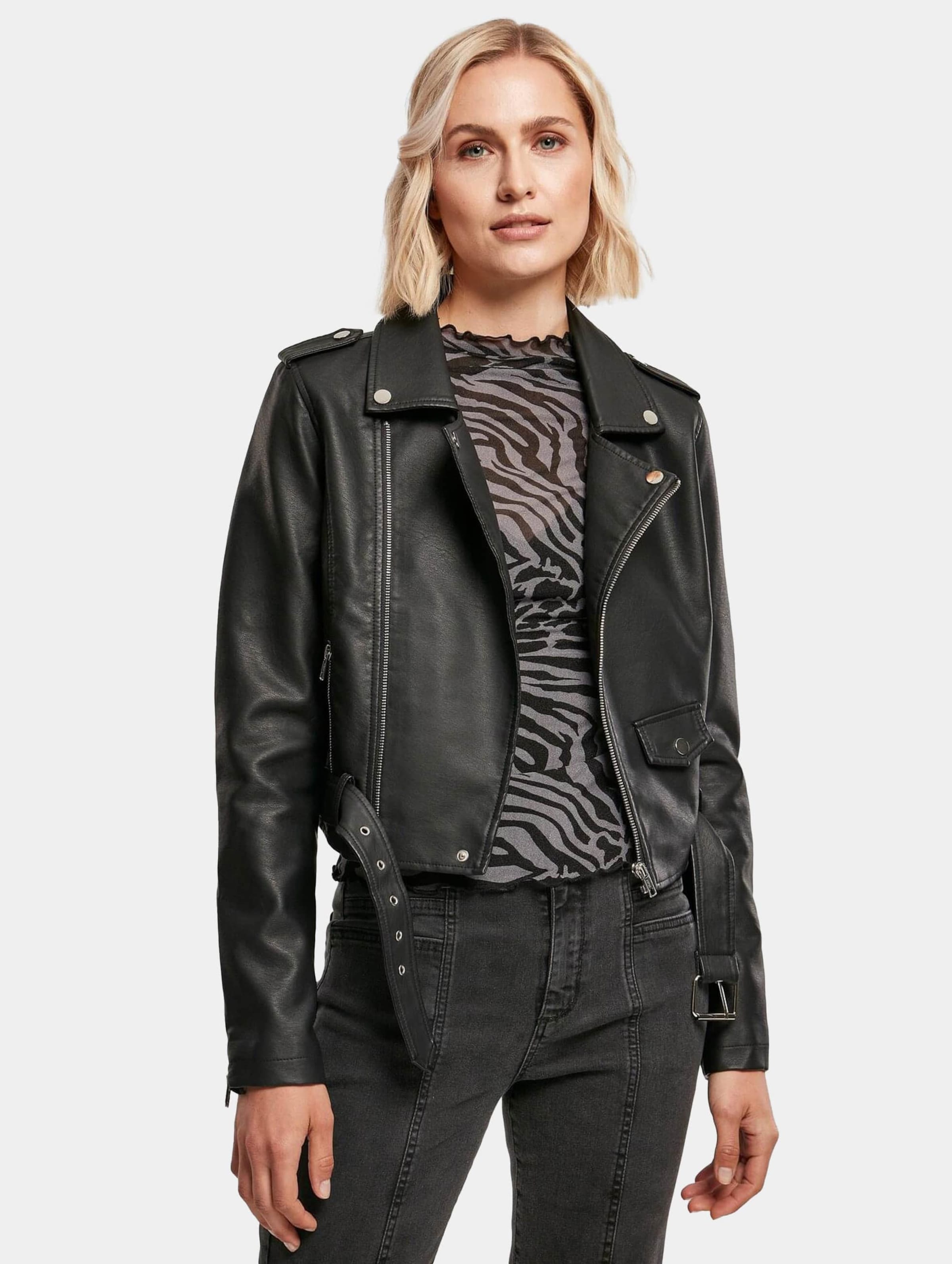 Womens leather hot sale belted jacket