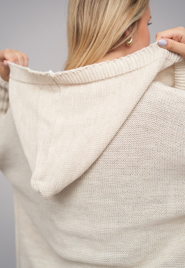 Longform knit cardigan with hood-5