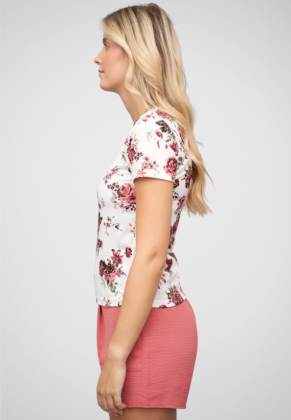 T-Shirt mit Blumenprint und Rundhals-2