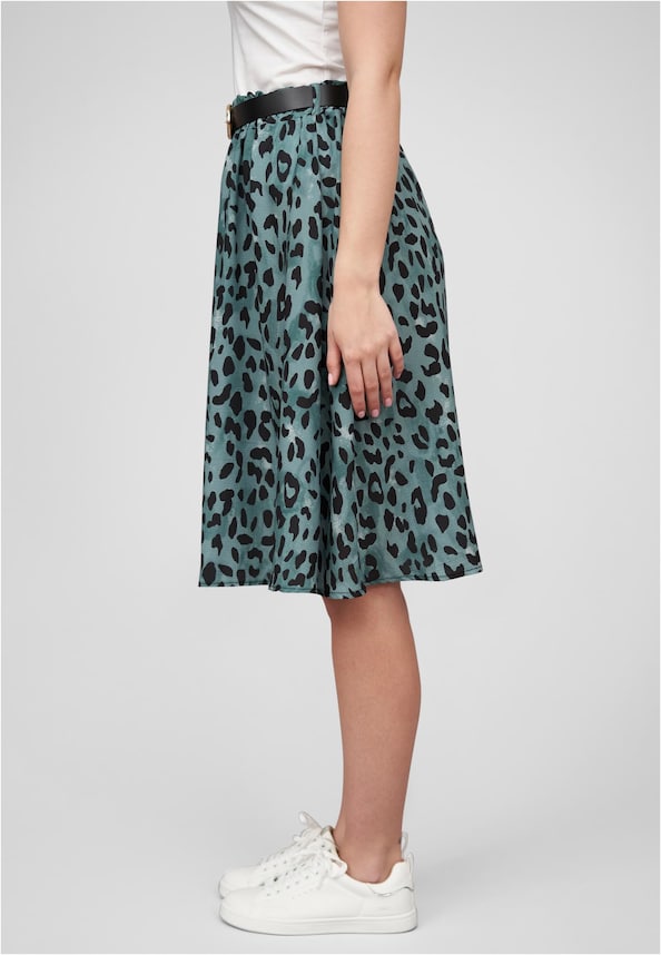 Cloud5ive Damen Crepe Rock mit Leo Print inklusive Gürtel-3