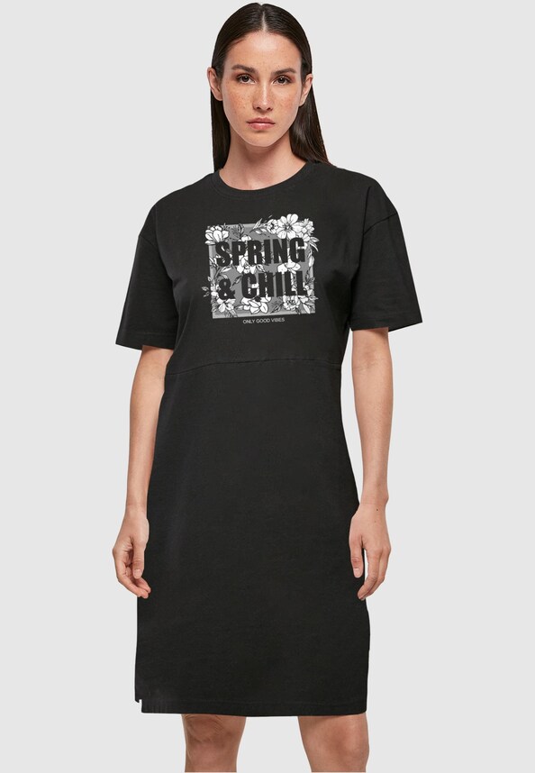Ladies Spring And Chill Oversized Slit Tee Dress-0