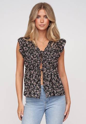 Ruffle Sleeve Tie Top
