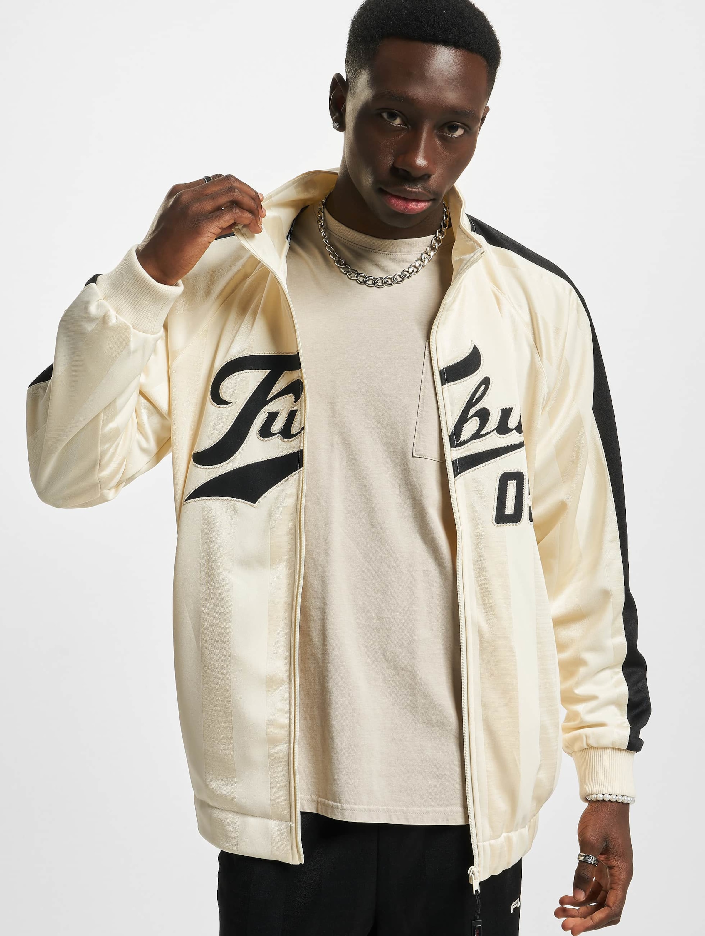 Fubu FM223-017-1 FUBU Varsity Striped Track Jacket Mannen op kleur wit, Maat XS