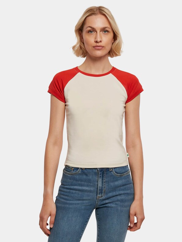 Ladies Organic Stretch Short Retro Baseball Tee-4