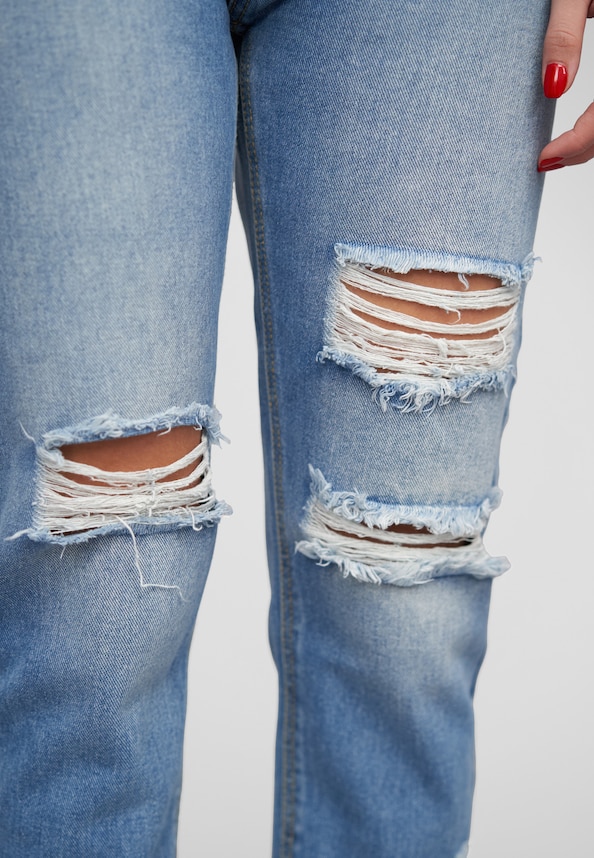 High-Waist Boyfriend Destroyed Jeans Hose 5-Pockets-5