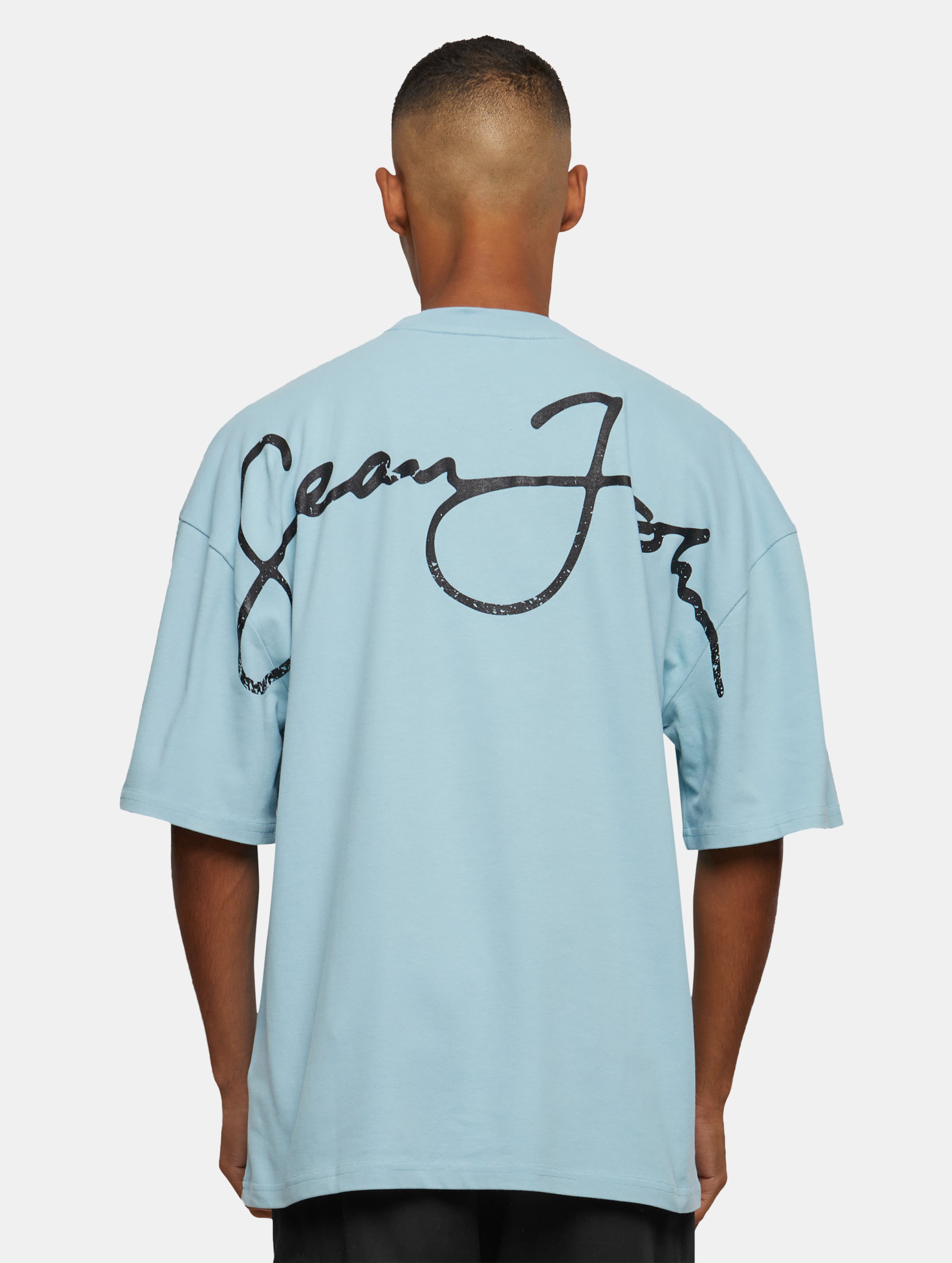 Sean John Script Logo Backprint Peached Tee Männer,Unisex op kleur blauw, Maat XXL