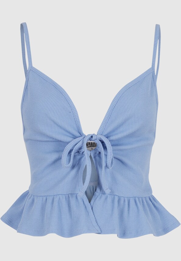 Ladies Waffle Pique Ruffle Top-5