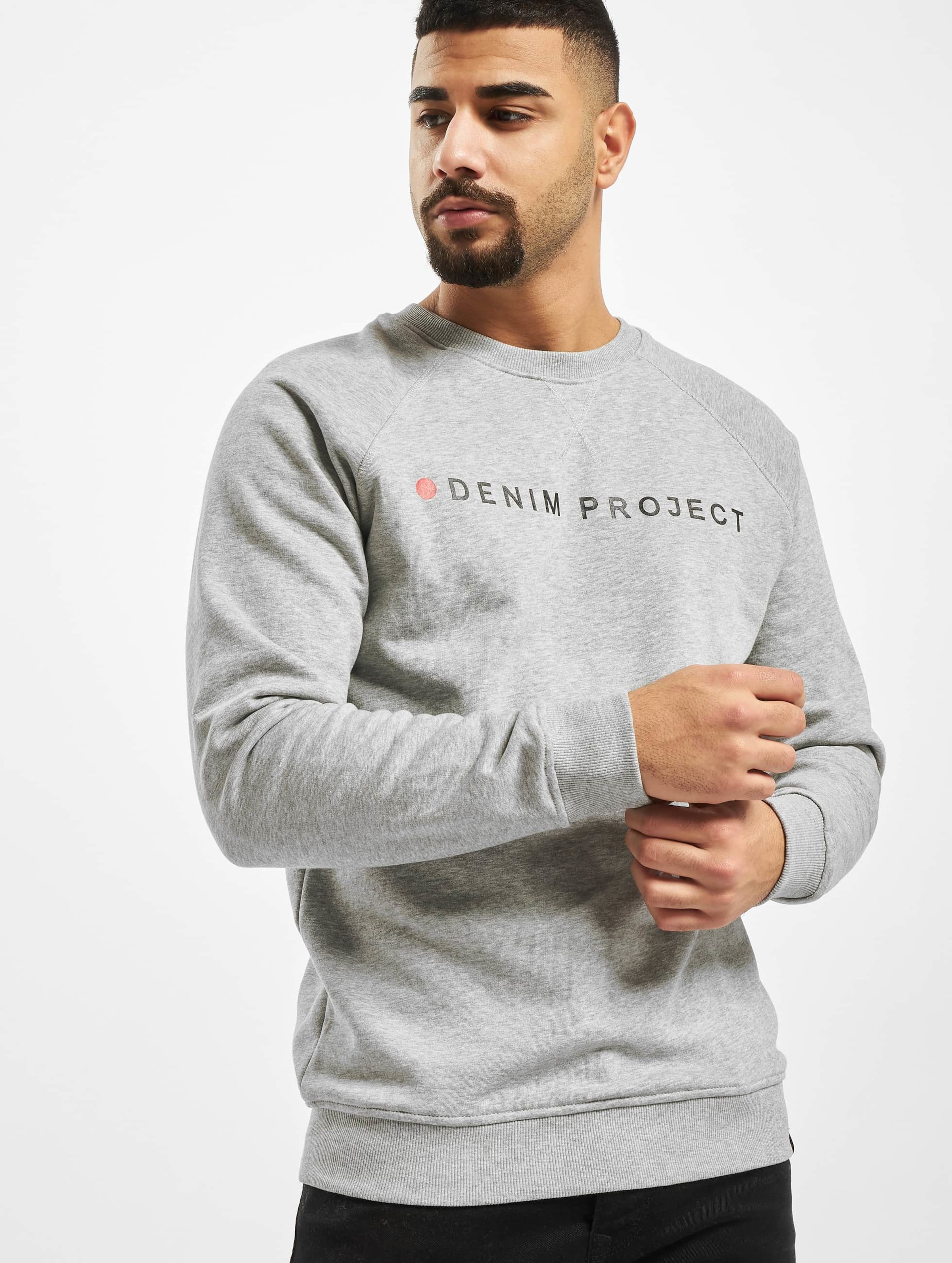 Denim Project Logo Crew Pullover Mannen op kleur grijs, Maat XXL