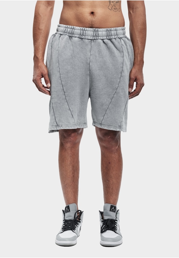 Cutline Washed Sweat Shorts-0