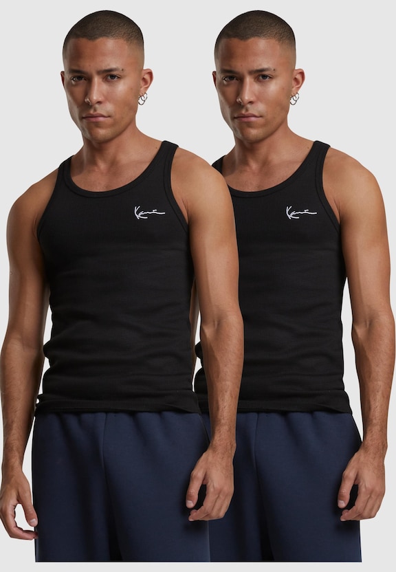 KM242-043-3 Karl Kani Chest Signature Essential Waffle Tanktop 2 Pack-0