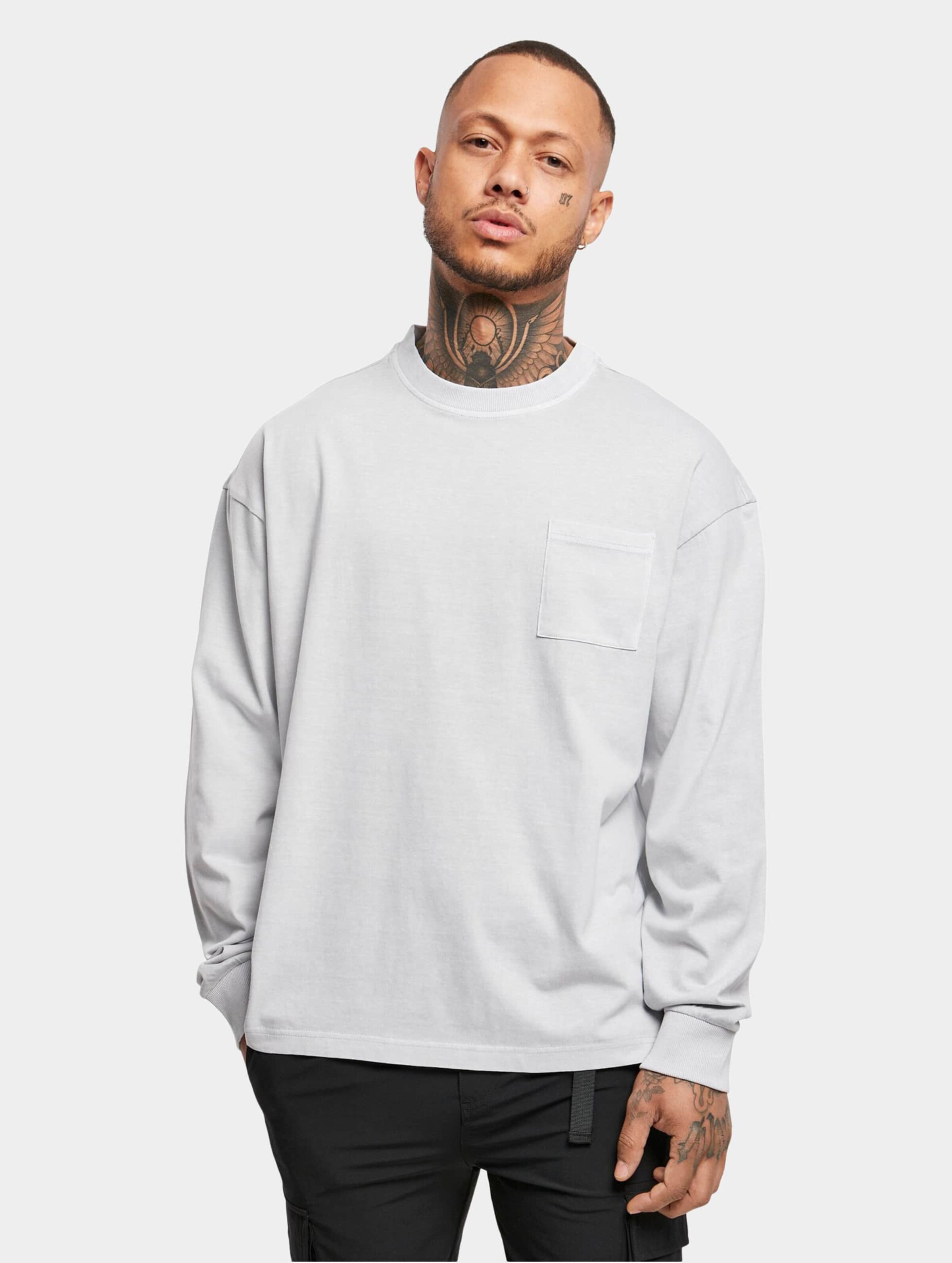 Urban Classics Pigment Dyed Pocket Longsleeve Mannen op kleur grijs, Maat 5XL