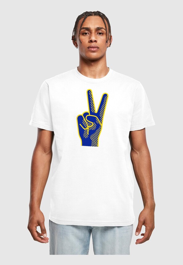 Peace - Victory Hand T-Shirt Round Neck-0