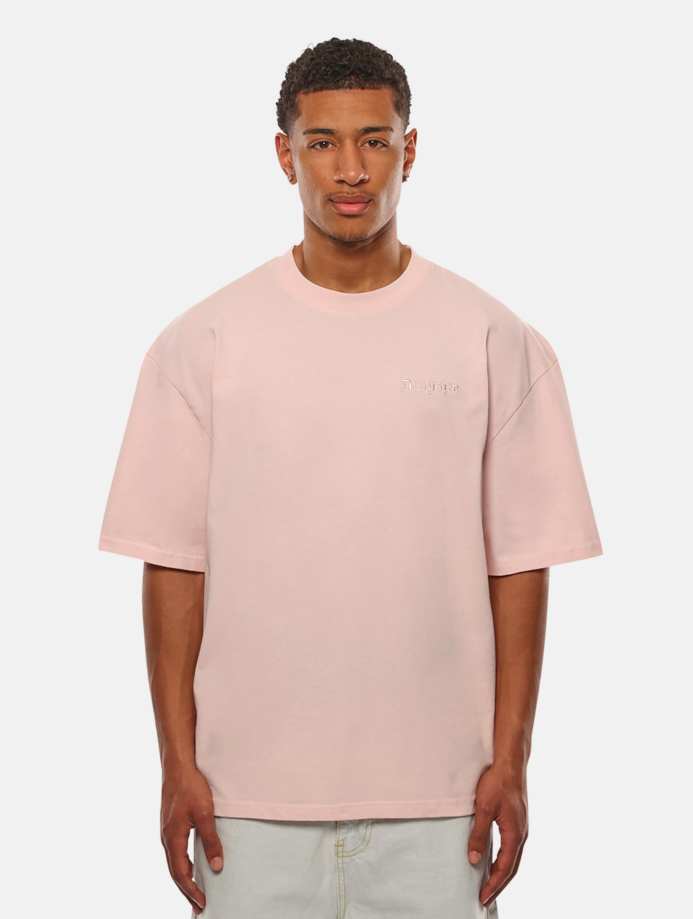 Dropsize Heavy Oversize Embo T-Shirt op kleur roze, Maat L