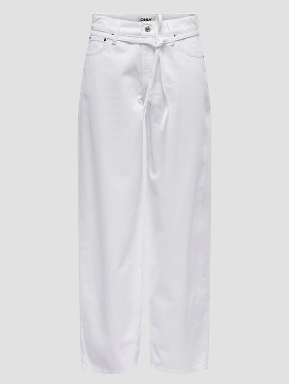 Only ONLGIANNA MW STRAIGHT JEANS WHITE DOT-0