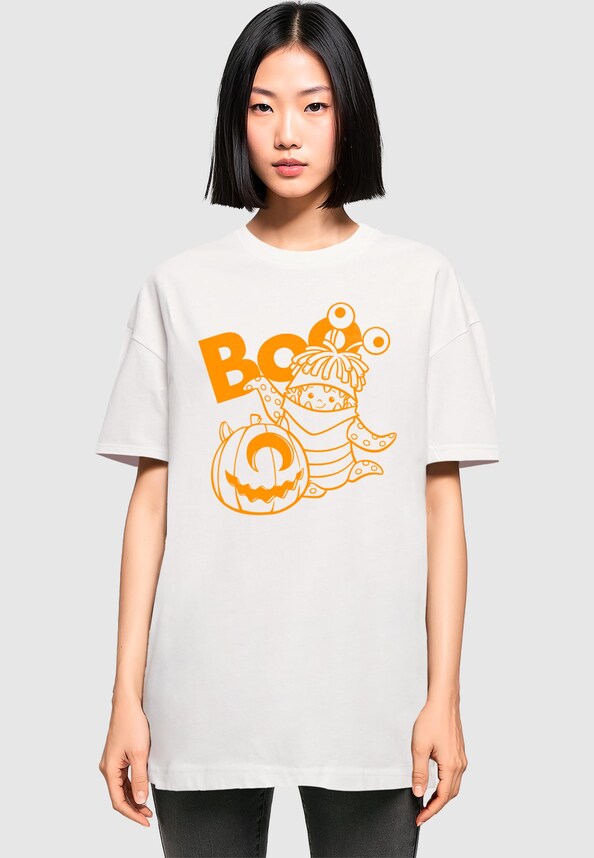 Ladies Monsters Inc - Halloween Boo Oversized Boyfriend Tee-0