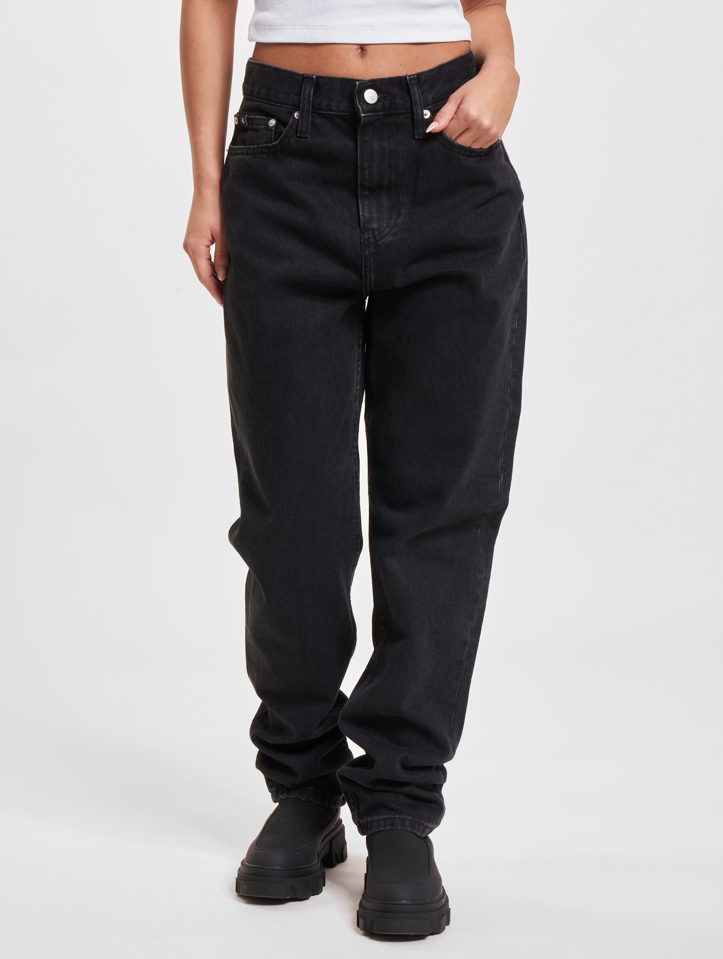 Calvin Klein Authentic Straight Fit Jeans Vrouwen op kleur zwart, Maat 2632