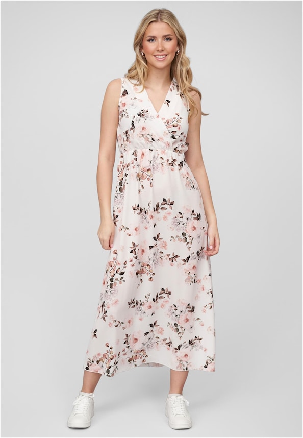 Maxi Kleid in Wickeloptik mit Blumen All Over Print-4