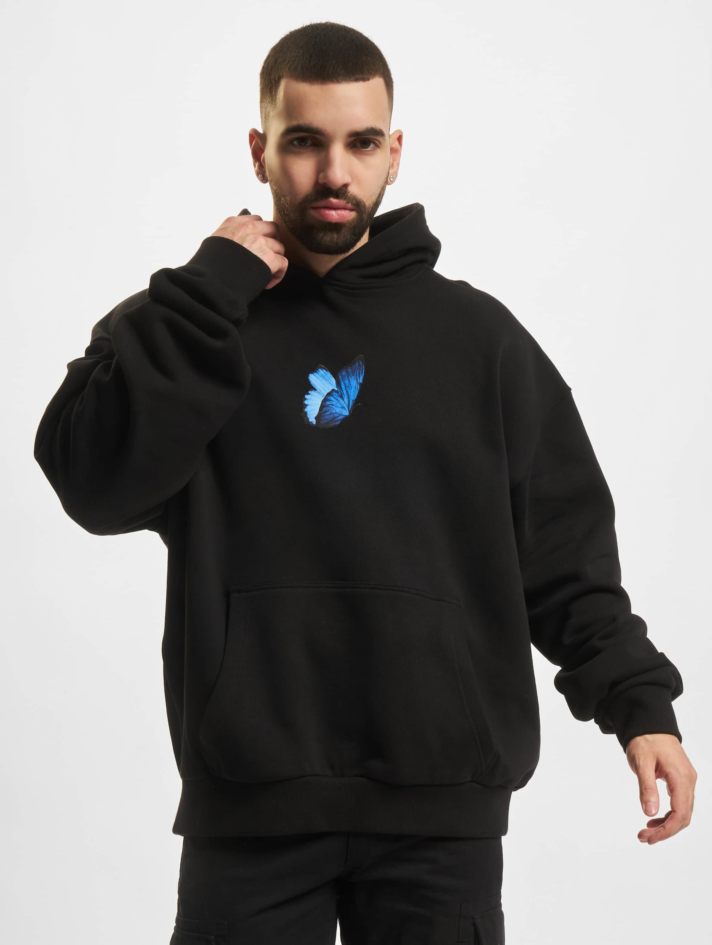 Mister Tee Upscale Le Papillon Heavy Oversize Hoody Mannen op kleur zwart, Maat XS