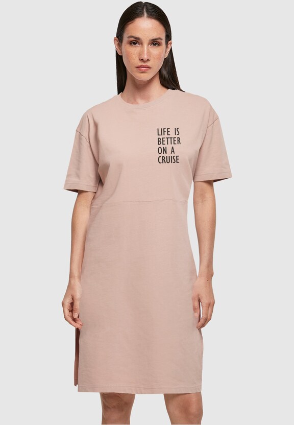 Ladies Life Is Better Oversized Slit Tee -0