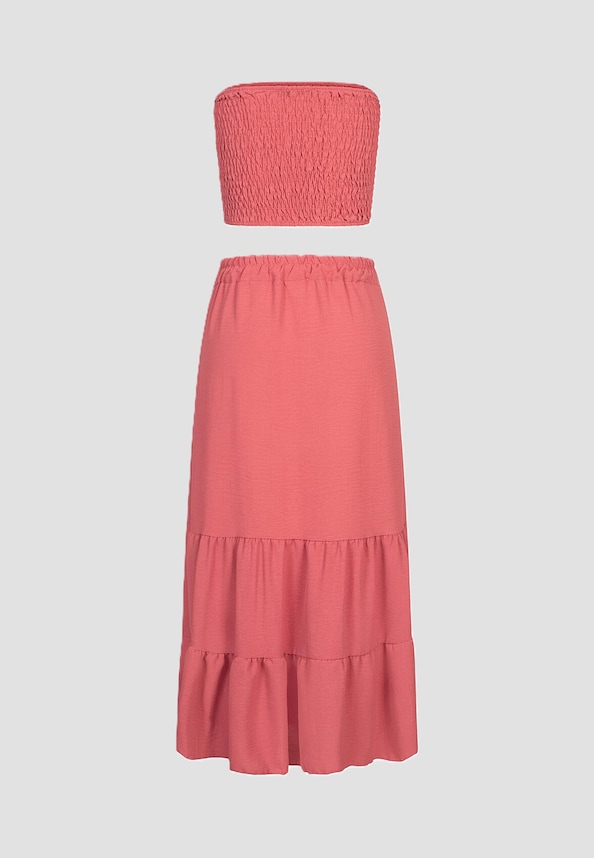 Cloud5ive Longform Musselin Stufenrock + Bandeau Top brown-1