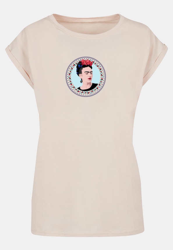 Ladies Frida Kahlo - Round Extended Shoulder Tee-4