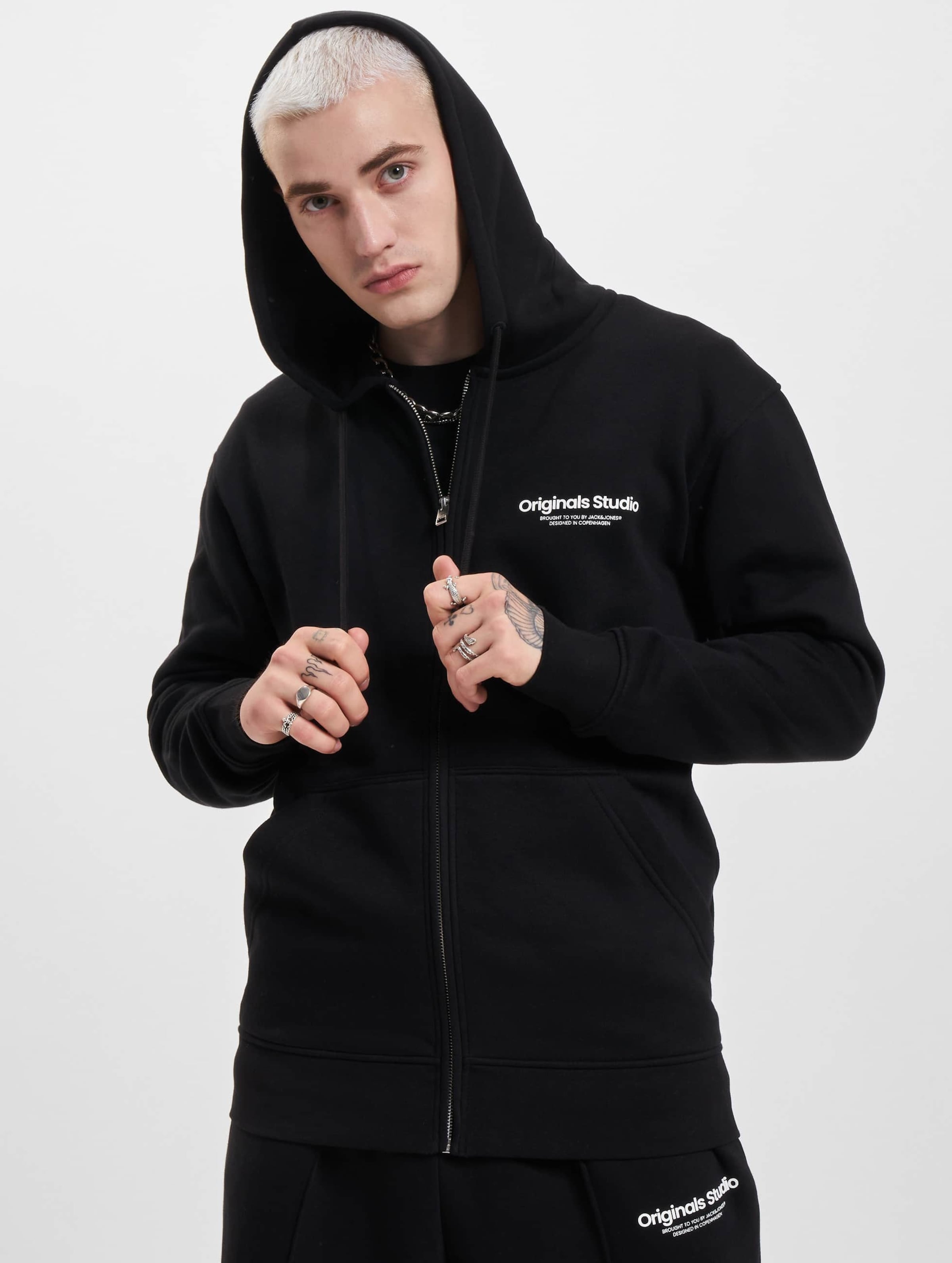 Jack & Jones Vesterbro Zip Hoodies op kleur zwart, Maat XXL