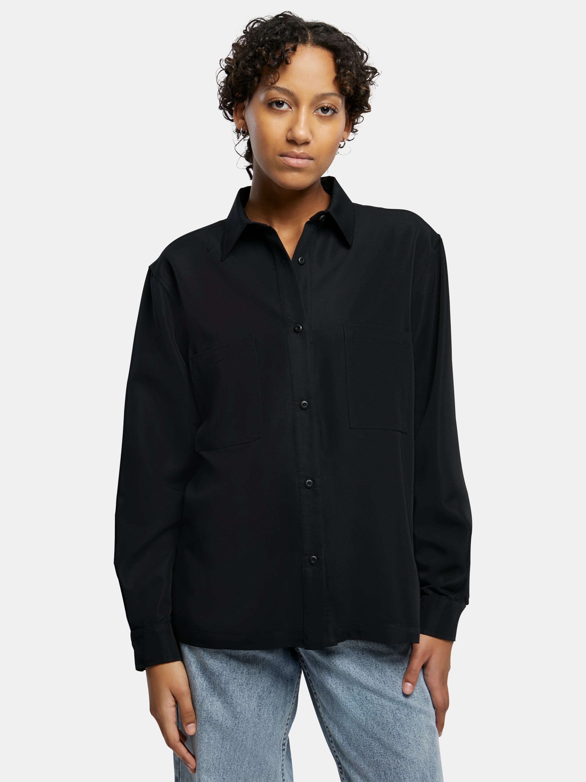 Urban Classics Ladies Oversized Twill Shirt Frauen,Unisex op kleur zwart, Maat 5XL