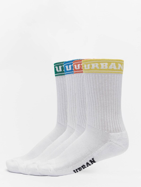Short Sporty Logo Socks Coloured Cuff 4-Pack-0