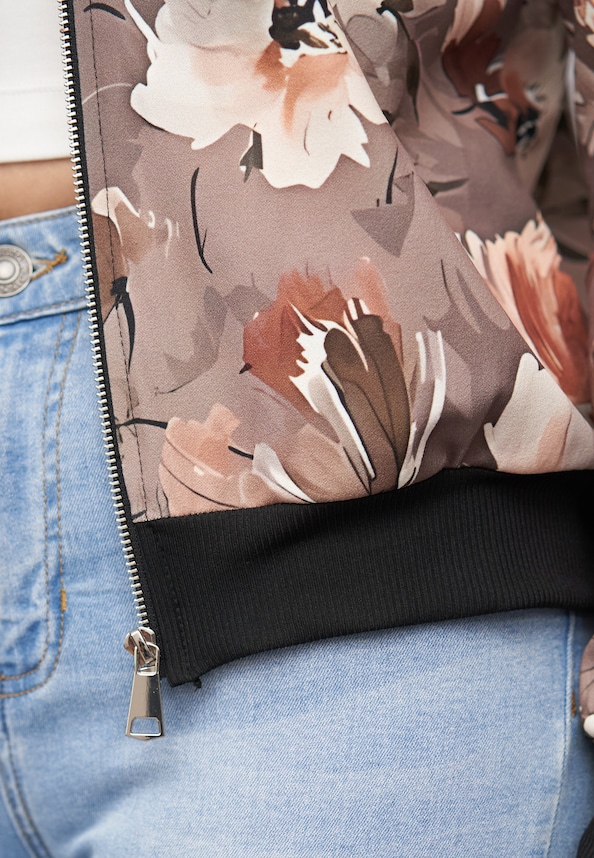 Blouson Bomber-Jacket with flower print-5
