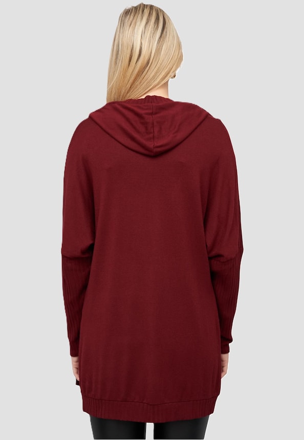 Cardigan mit offenem Schnitt und Kapuze-1