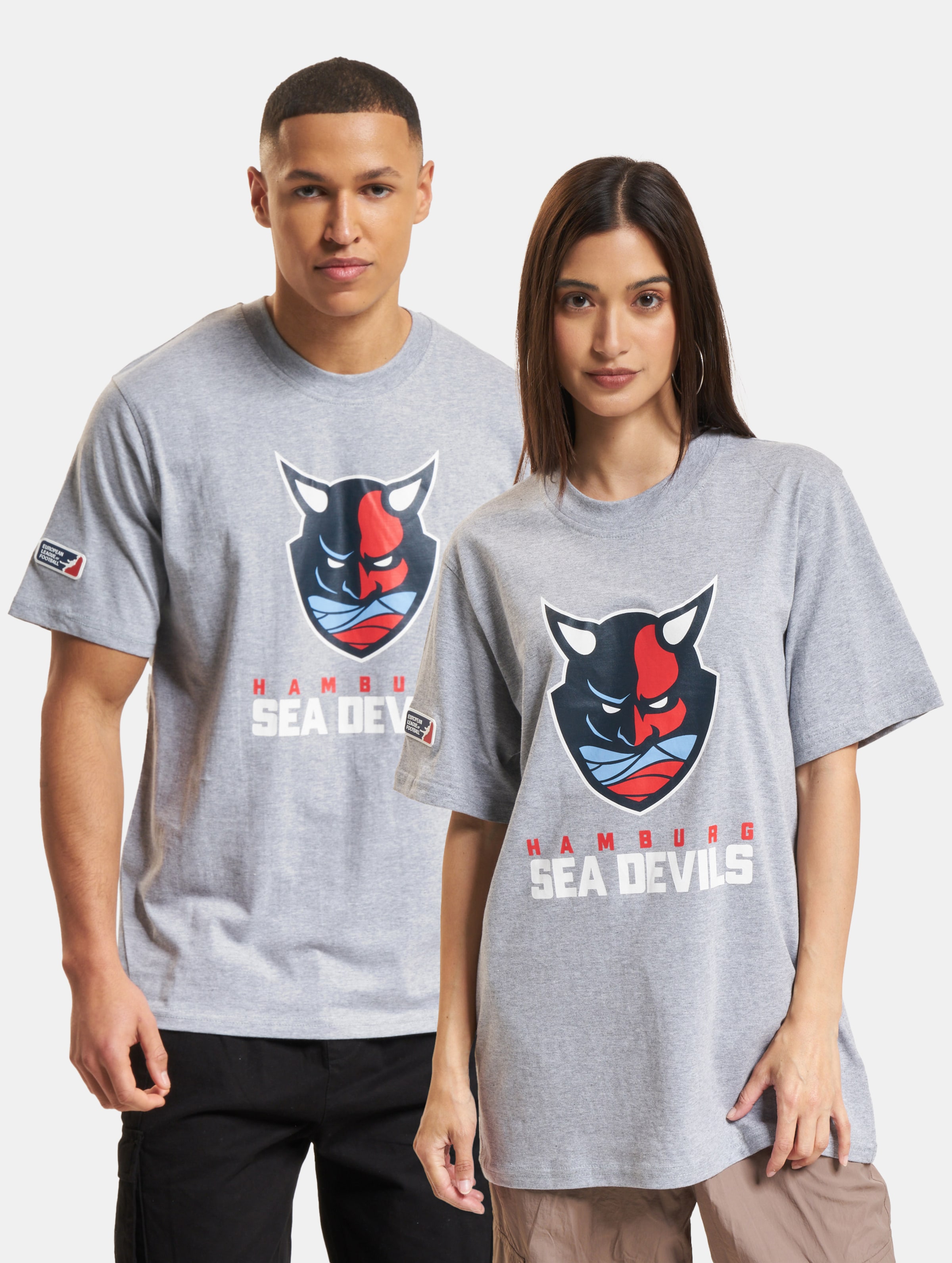European League Of Football ELF Hamburg Sea Devils 1 T-Shirt Unisex op kleur grijs, Maat L