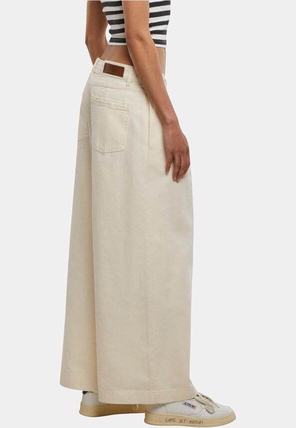 Ladies Wide Leg Light Denim Pants-3