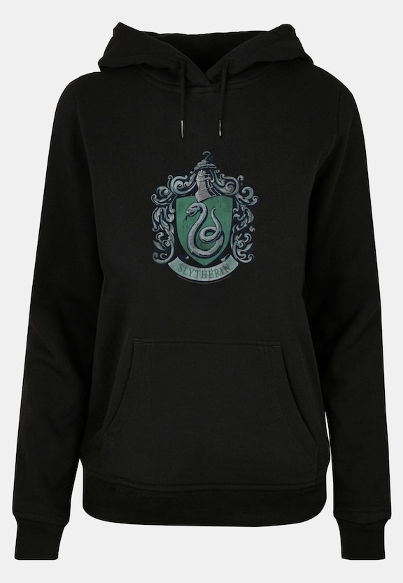 Ladies Harry Potter - Distressed Slytherin Crest Basic Hoody-4
