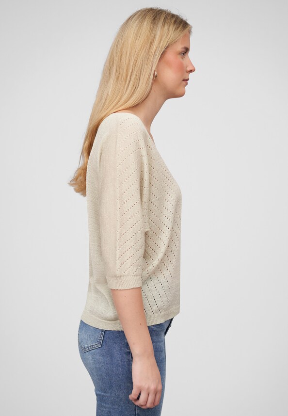 Cloud5ive Damen 3/4 Arm Top mit Fledermausärmeln und Lochmuster-3
