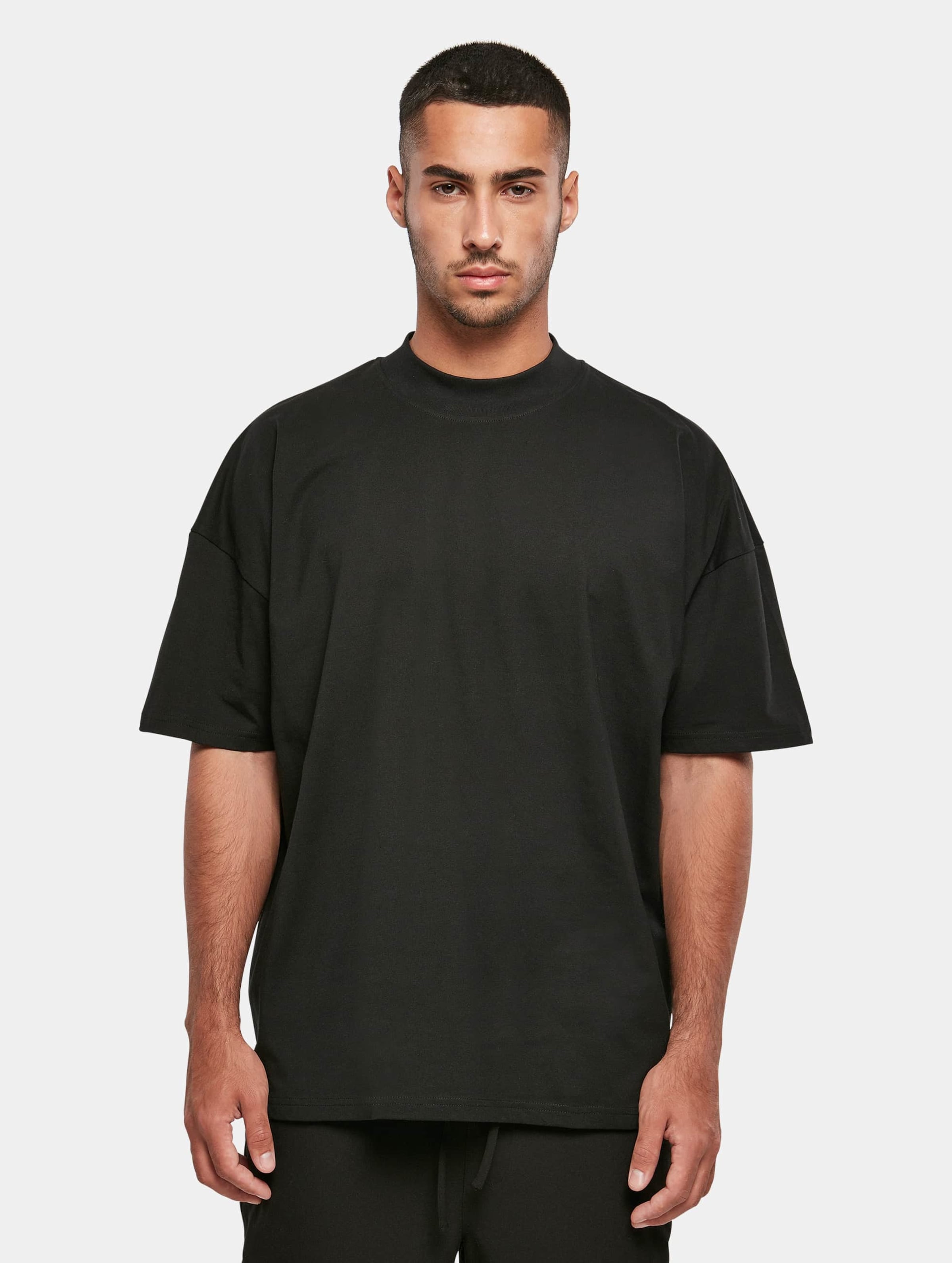 Build Your Brand Oversized Mock Neck Tee Mannen op kleur zwart, Maat 3XL