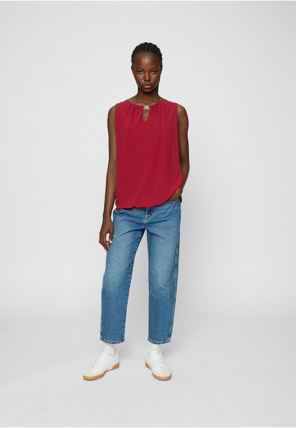 Cloud5ive Damen Chiffon Top mit Schlüsselloch-Kragen und Deko-Schnalle-2