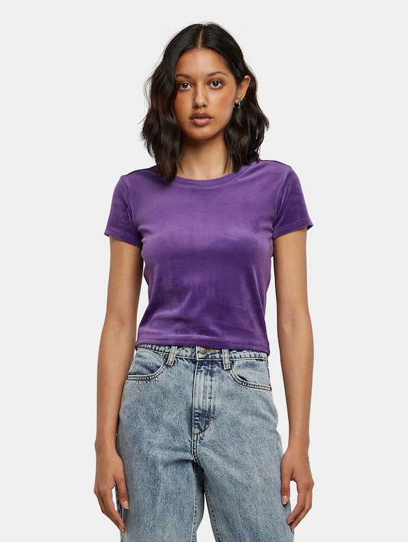 Ladies Short Velvet Tee-0
