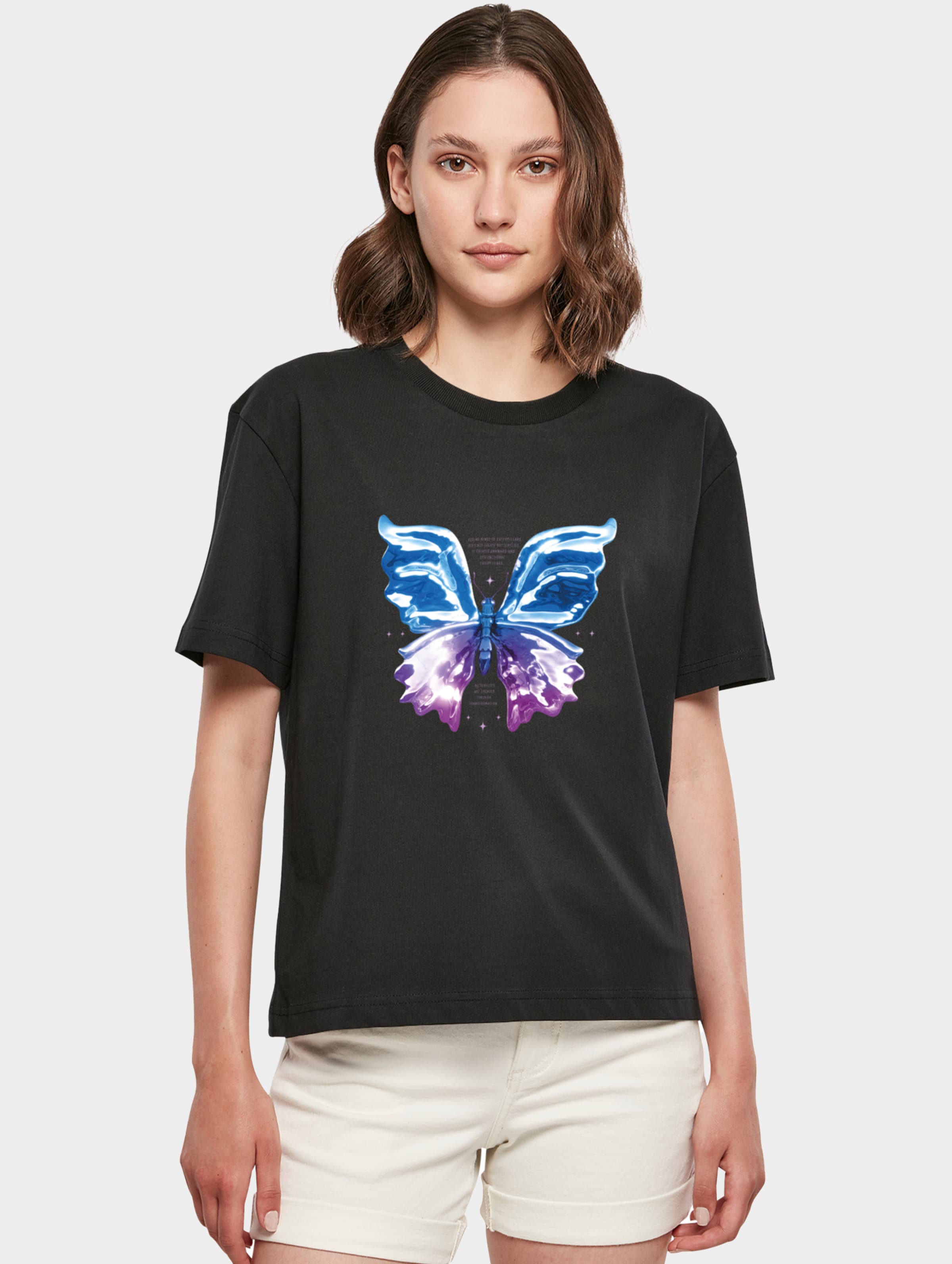 Miss Tee Chromed Butterfly T-Shirts Frauen op kleur zwart, Maat XXL