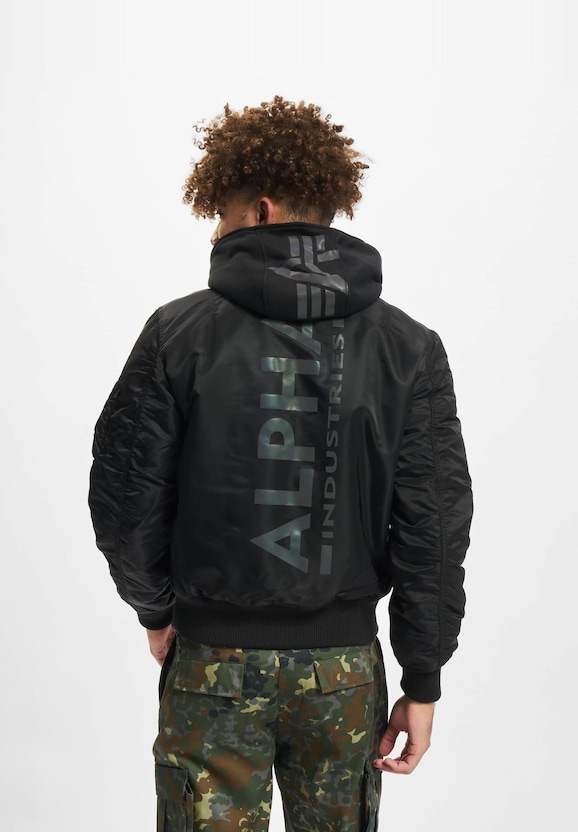 Alpha Industries MA-1 ZH Back Print Bomber Jacket Black-1