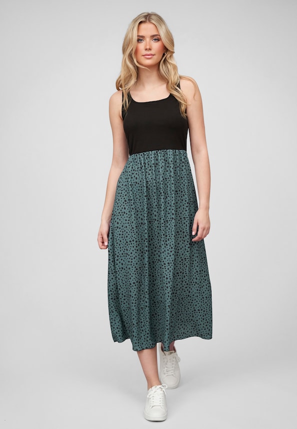 Cloud5ive Damen Maxi-Kleid Rundhals mit Punkt Print-4