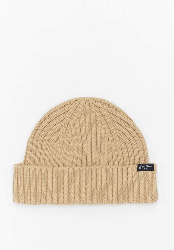 JA233-003-1 Script Flag Label Short Beanie-0