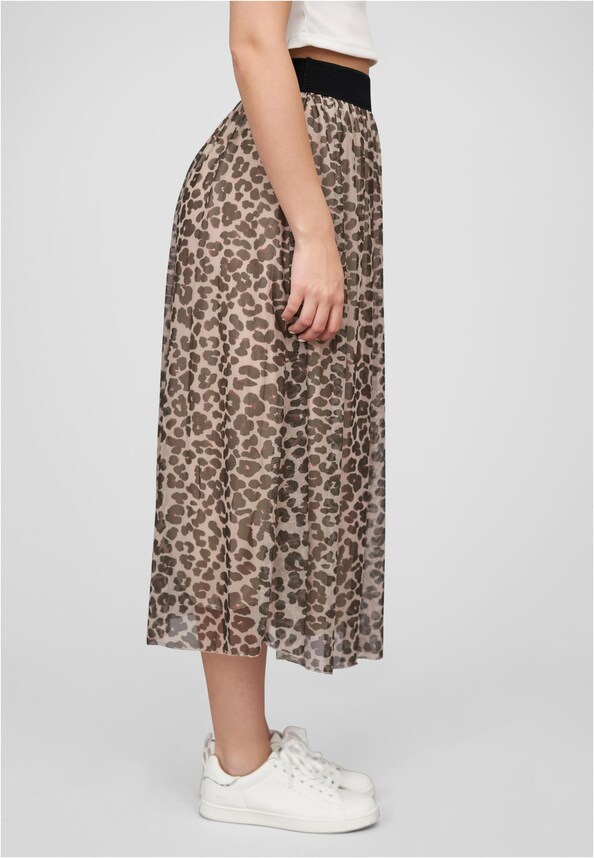 Longform Rock mit Leoprint und Gummiband-3