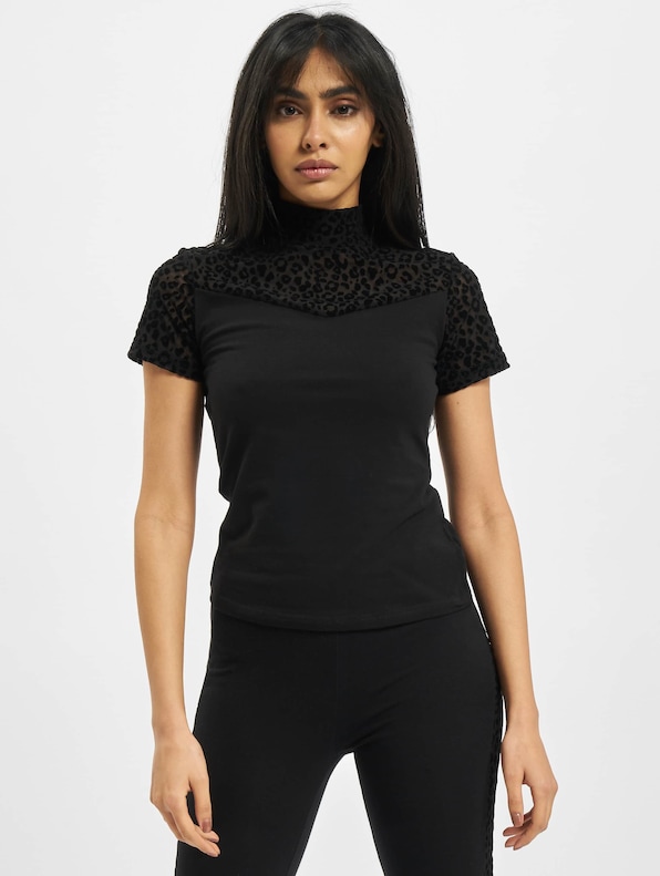 Ladies Flock Lace Turtleneck Tee-2