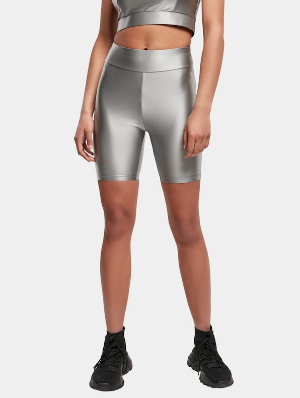 Urban Classics Ladies Highwaist Shiny Metallic Cycle Shorts-0