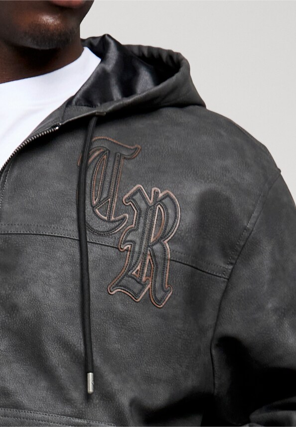 PU HOODED BOMBER-3