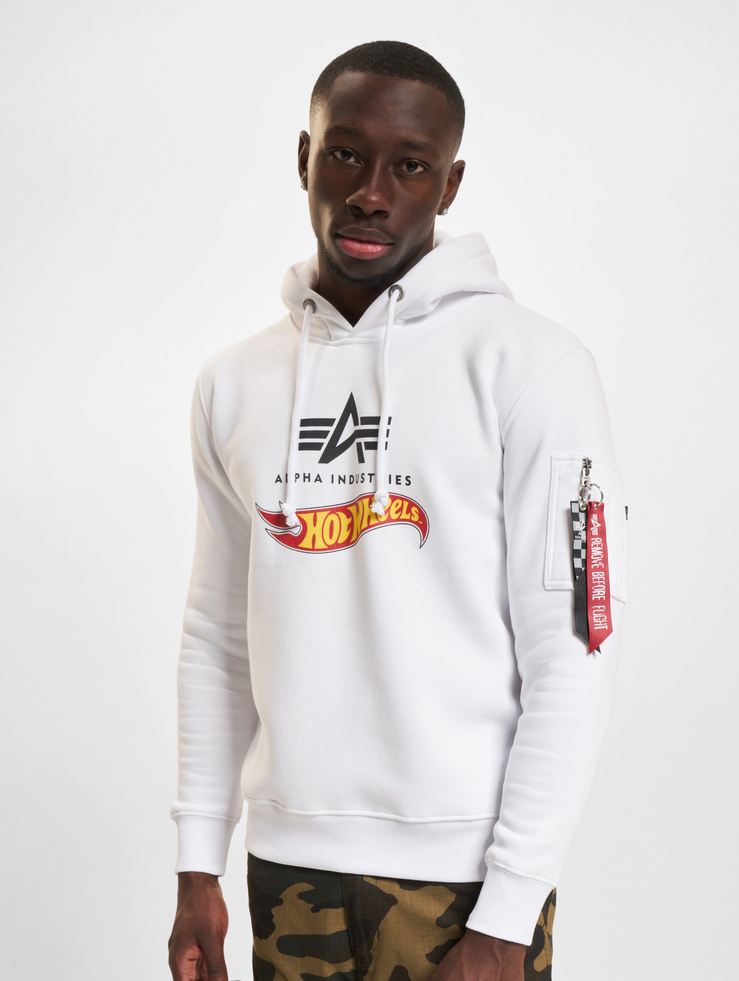 Alpha Industries Hot Wheels Flag Hoodie Männer,Unisex op kleur wit, Maat M