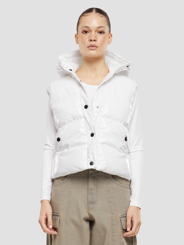 Ladies Recycled Shiny Puffer with Hood-0